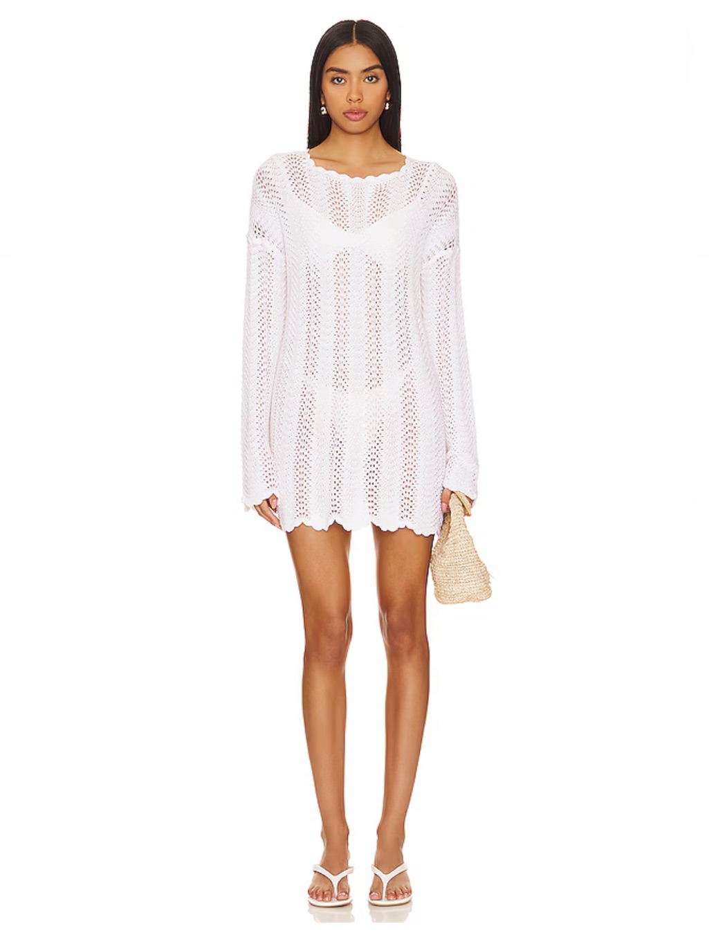 Nwt Show Me Your Mumu Packable Pullover Coverup In White Crochet S